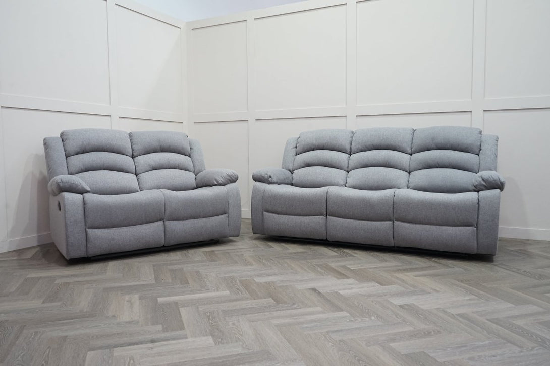 Pisa Manual Reclining 3 + 2 Seater Sofas, Light Grey