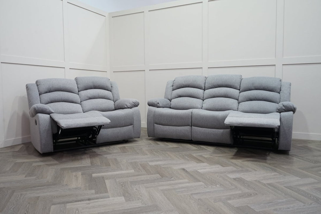 Pisa Manual Reclining 3 + 2 Seater Sofas, Light Grey