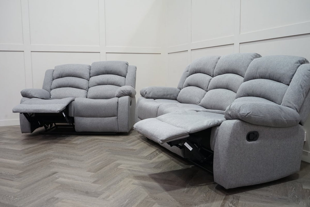 Pisa Manual Reclining 3 + 2 Seater Sofas, Light Grey