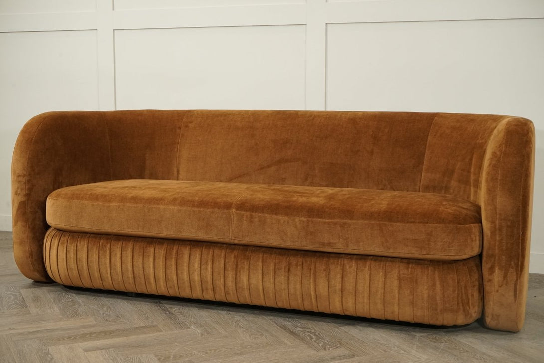 Pleat Large 3 Seater Sofa, Soft Chenille Ginger
