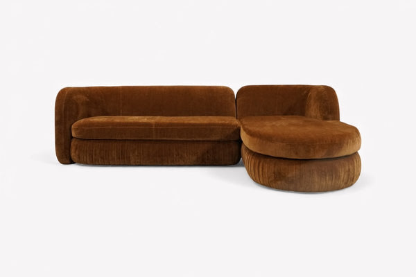 Pleat Large 4 Seater RHF Chaise End Sofa, Soft Chenille Ginger