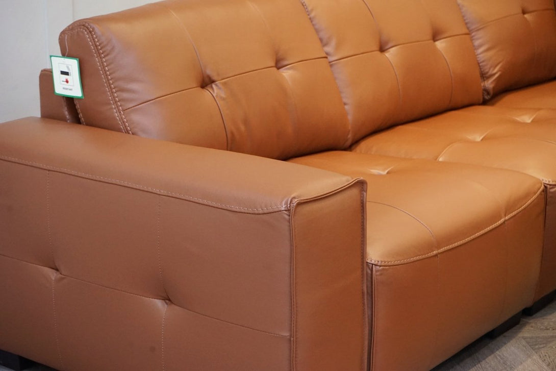 Portofino Large Modular Leather Corner Sofa, Chestnut