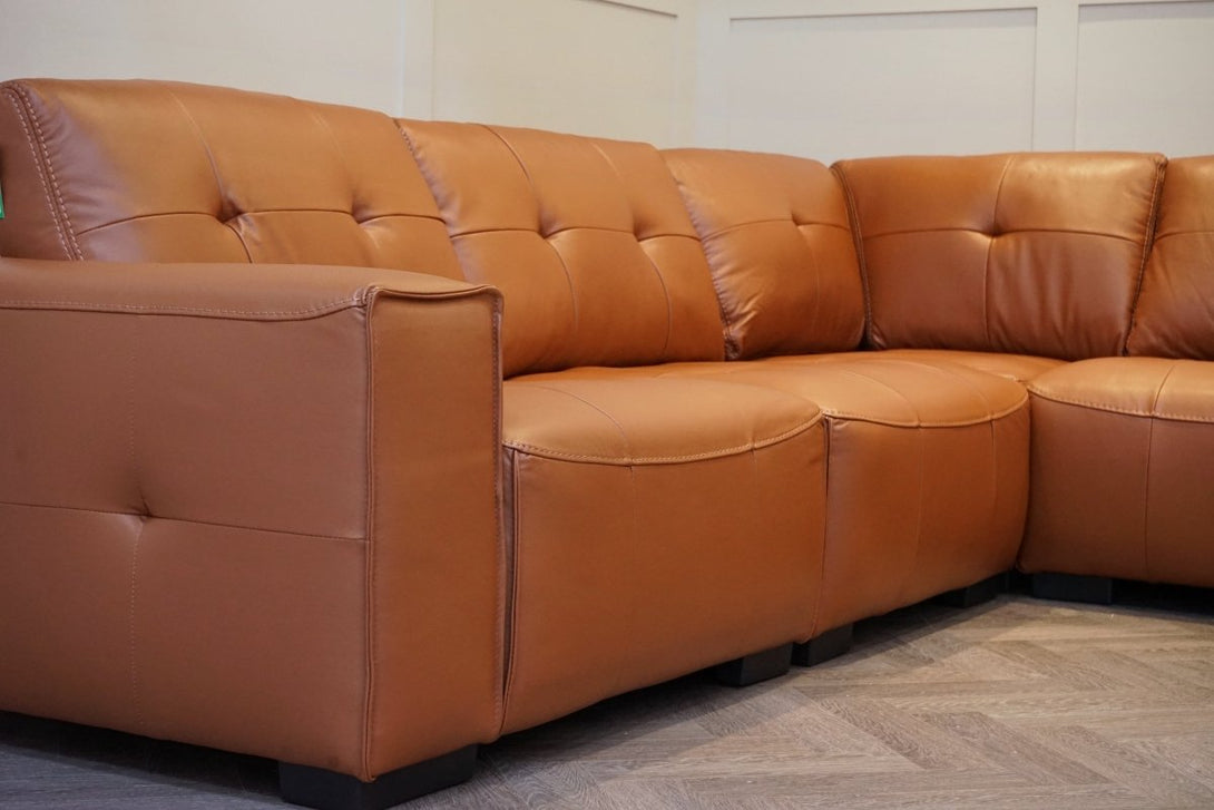 Portofino Large Modular Leather Corner Sofa, Chestnut