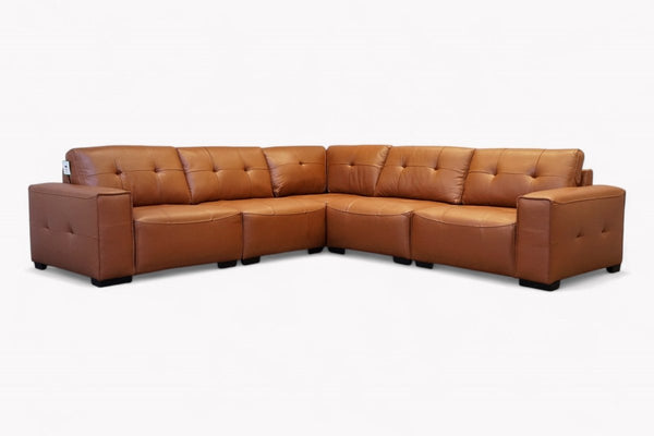 Portofino Large Modular Leather Corner Sofa, Chestnut