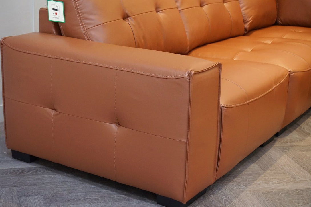 Portofino Large Modular Leather Corner Sofa, Chestnut