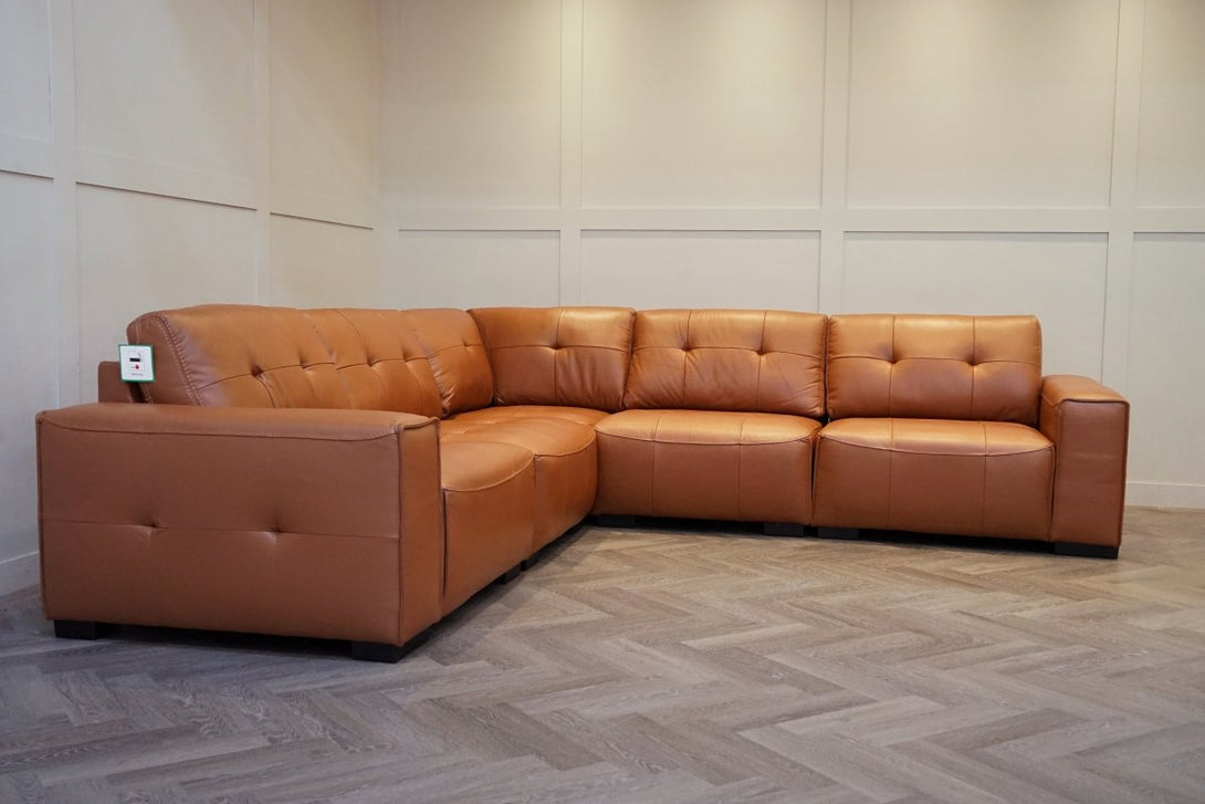 Portofino Large Modular Leather Corner Sofa, Chestnut