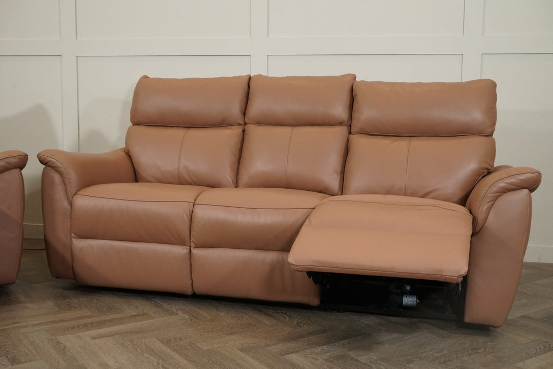 Puglia 3 Leather Seater Sofa & Armchair, Power Reclining, Light Tan