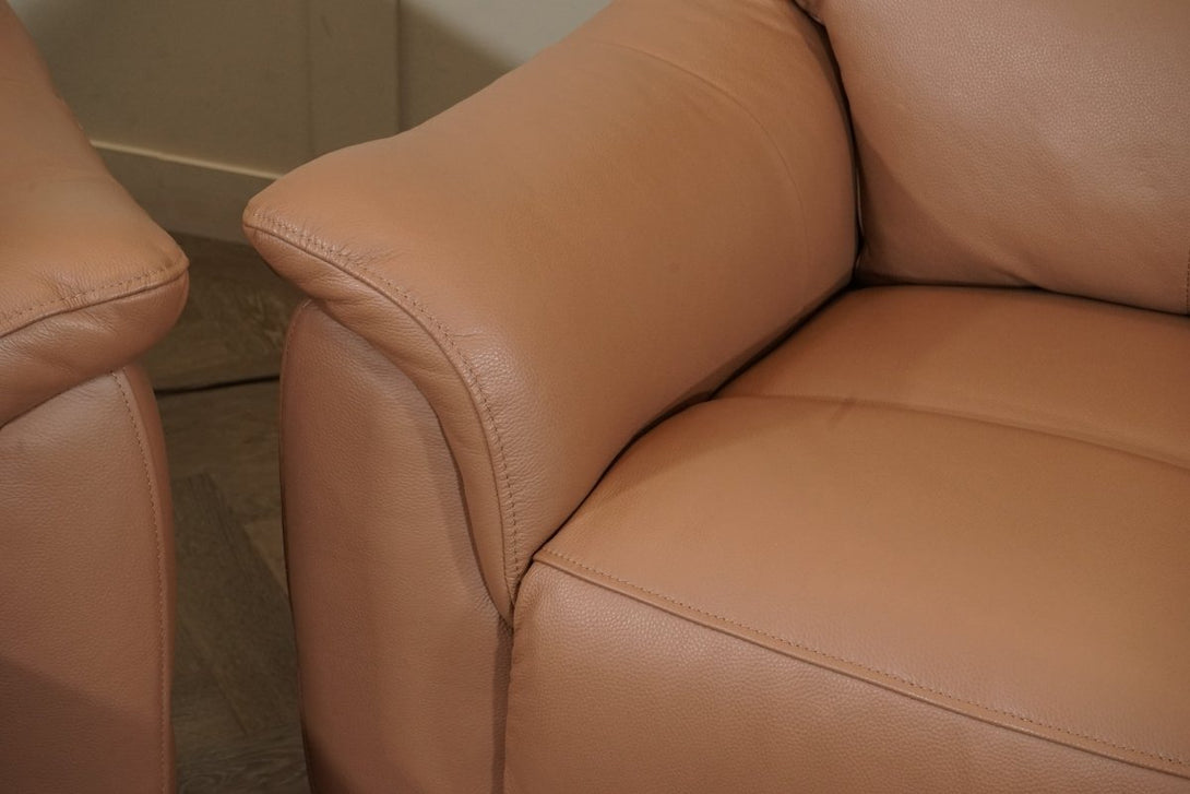 Puglia 3 Leather Seater Sofa & Armchair, Power Reclining, Light Tan