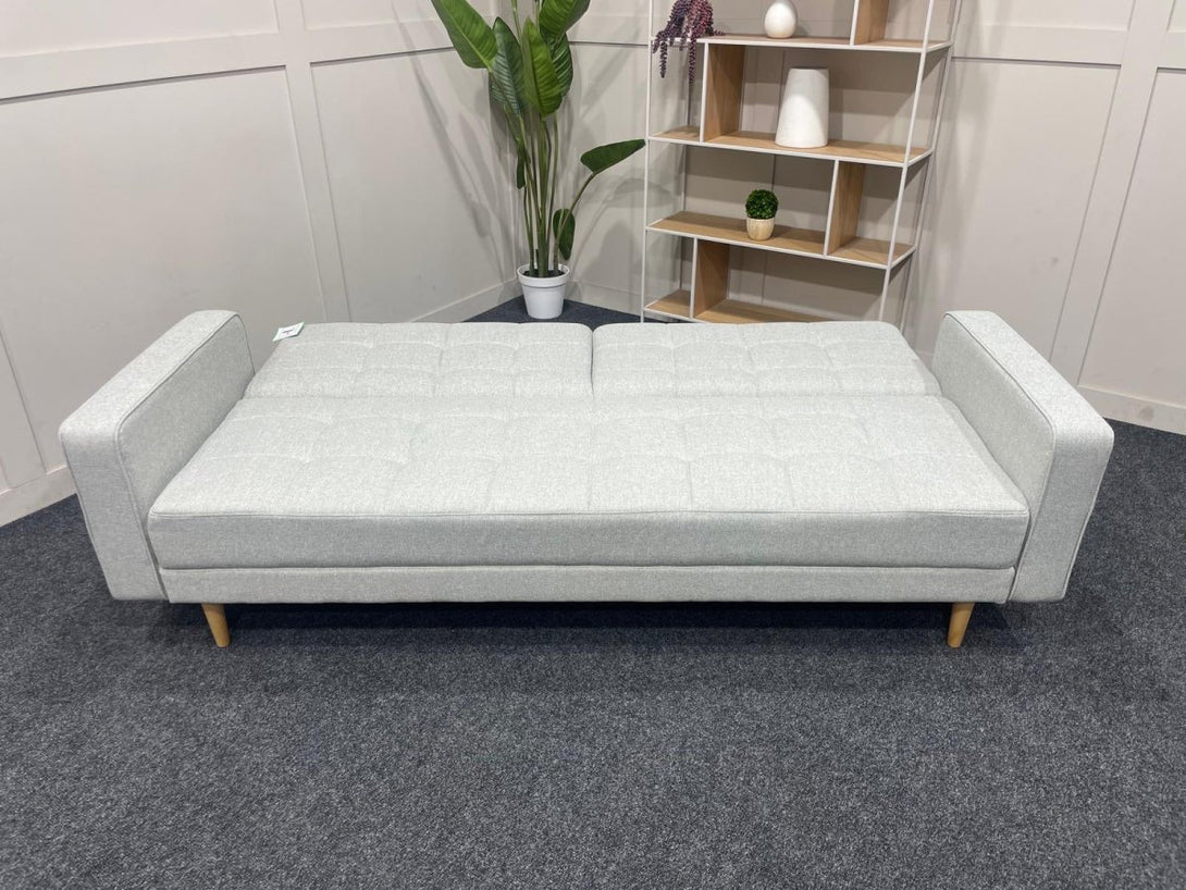 Quilted Large 3 Seater Sofa Bed, Light Leg, Cobble Grey