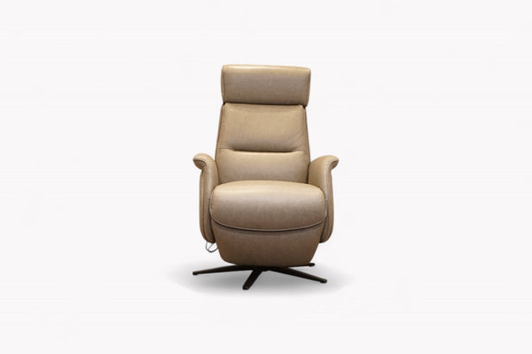 Rana Power Reclining Swivel Leather Armchair, Elephant Grey