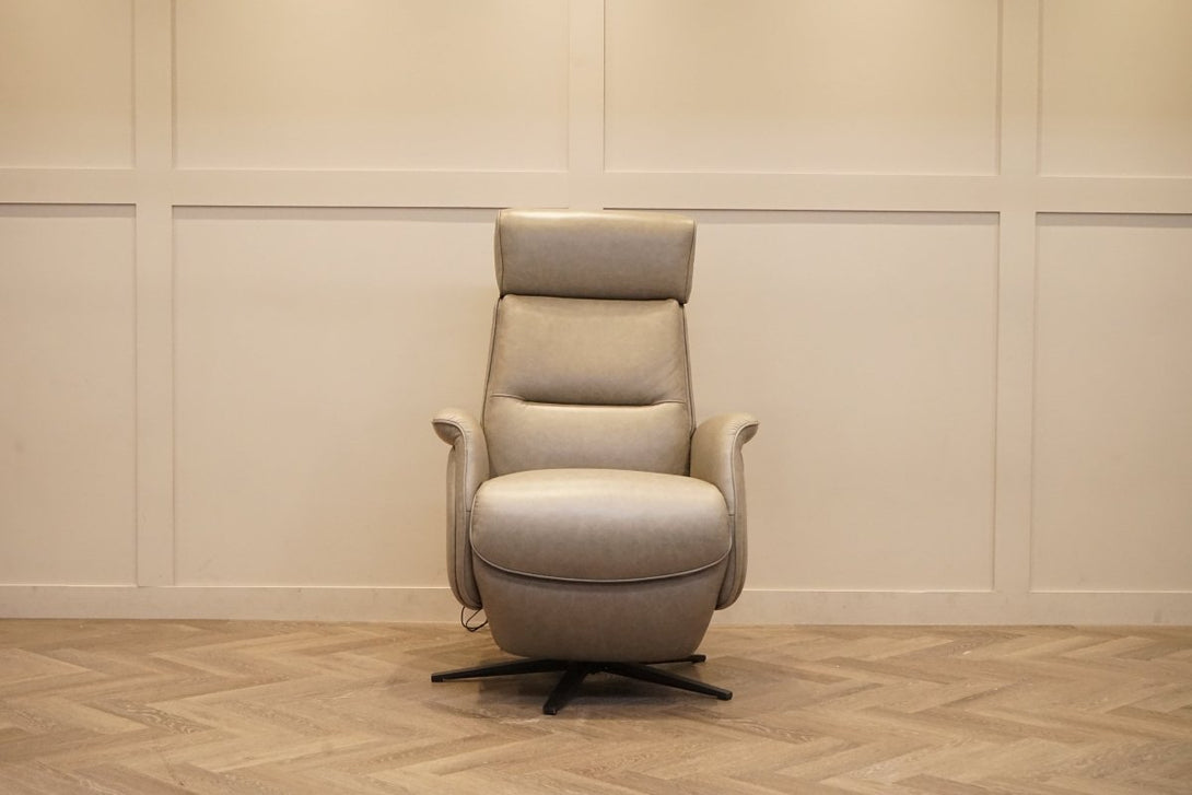 Rana Power Reclining Swivel Leather Armchair, Elephant Grey