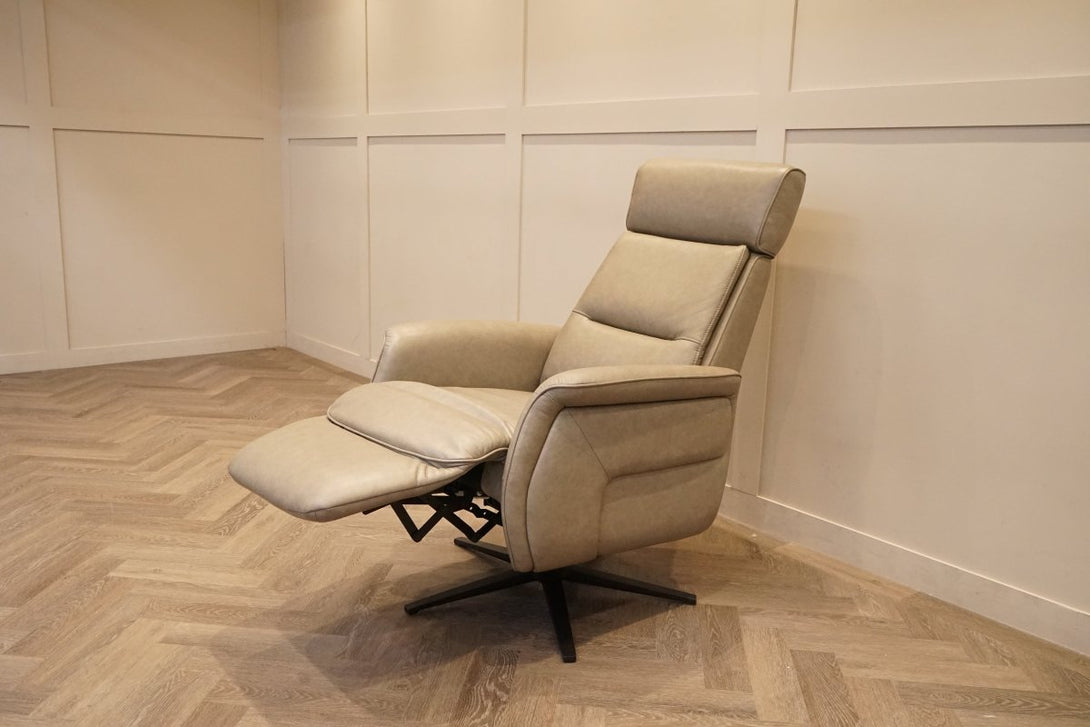 Rana Power Reclining Swivel Leather Armchair, Elephant Grey