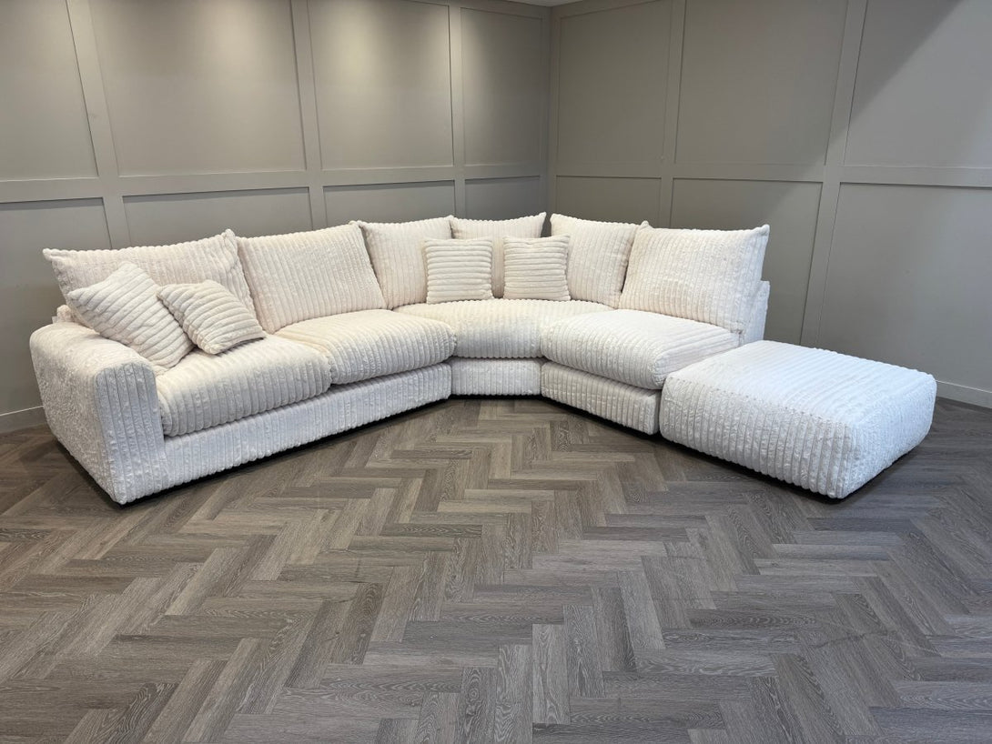 Ravelle Right Hand Open Corner Sofa, Chunky Cord Cream