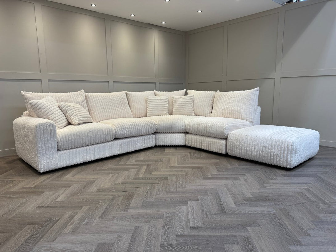 Ravelle Right Hand Open Corner Sofa, Chunky Cord Cream