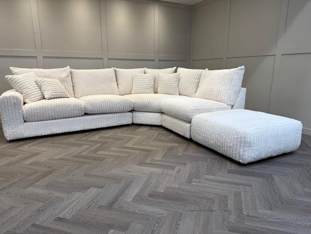 Ravelle Right Hand Open Corner Sofa, Chunky Cord Cream