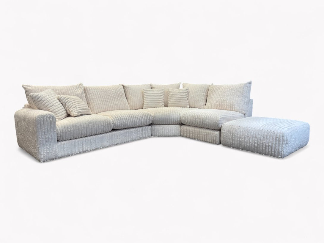Ravelle Right Hand Open Corner Sofa, Chunky Cord Cream