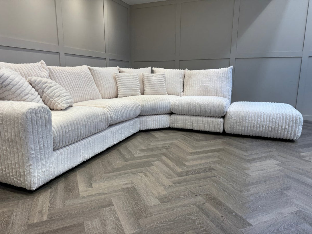 Ravelle Right Hand Open Corner Sofa, Chunky Cord Cream