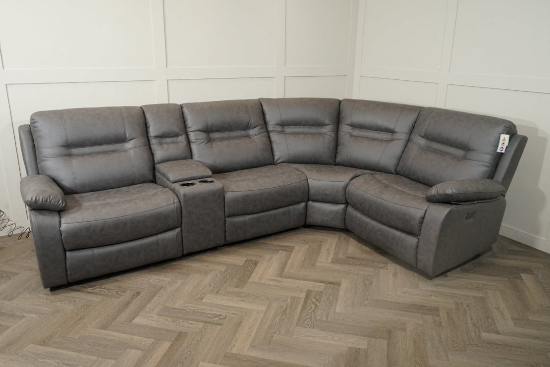 Ronan LHF/RHF Power Reclining Modular Corner Sofa, Grey Tech Fabric