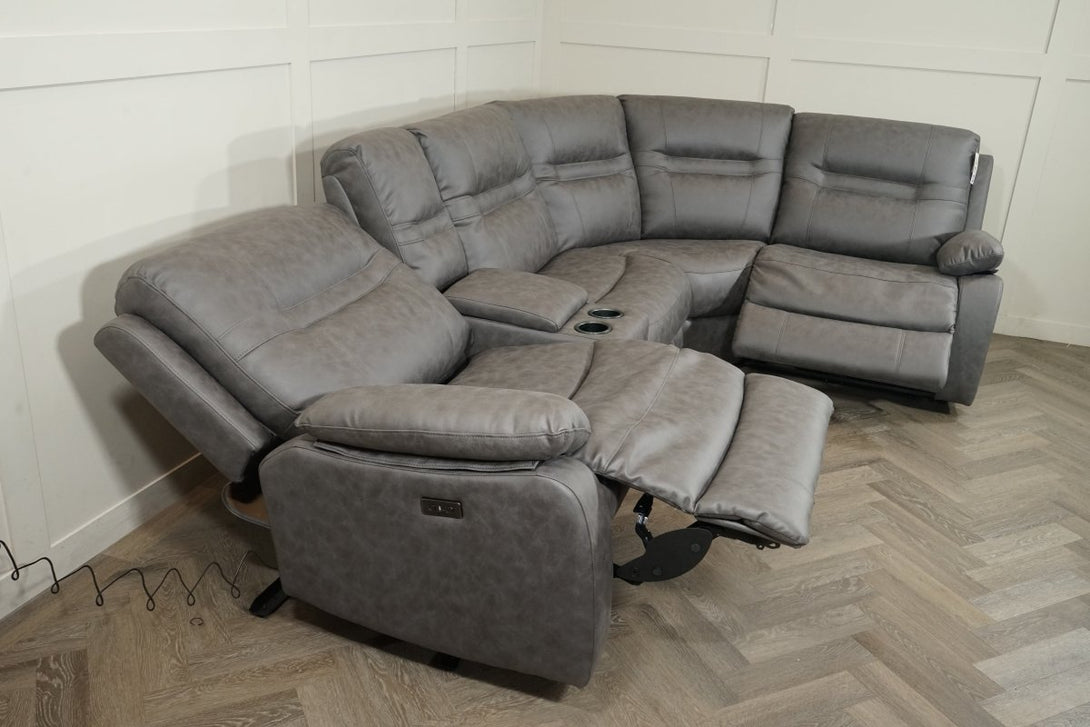 Ronan LHF/RHF Power Reclining Modular Corner Sofa, Grey Tech Fabric