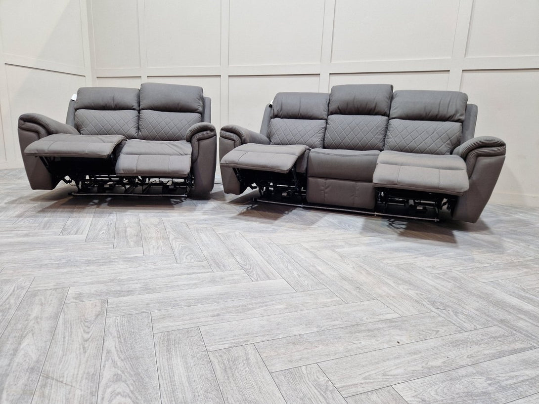 Ronan Power Reclining 3 + 2 Seater Sofas, Dark Grey