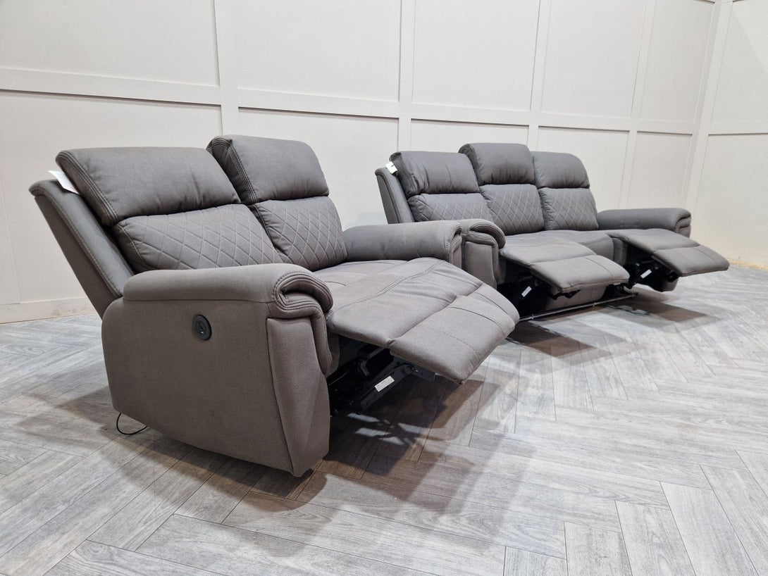 Ronan Power Reclining 3 + 2 Seater Sofas, Dark Grey