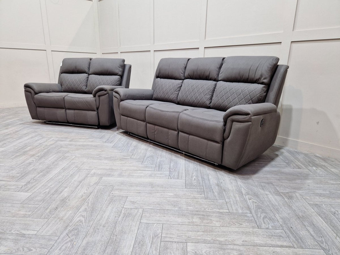 Ronan Power Reclining 3 + 2 Seater Sofas, Dark Grey