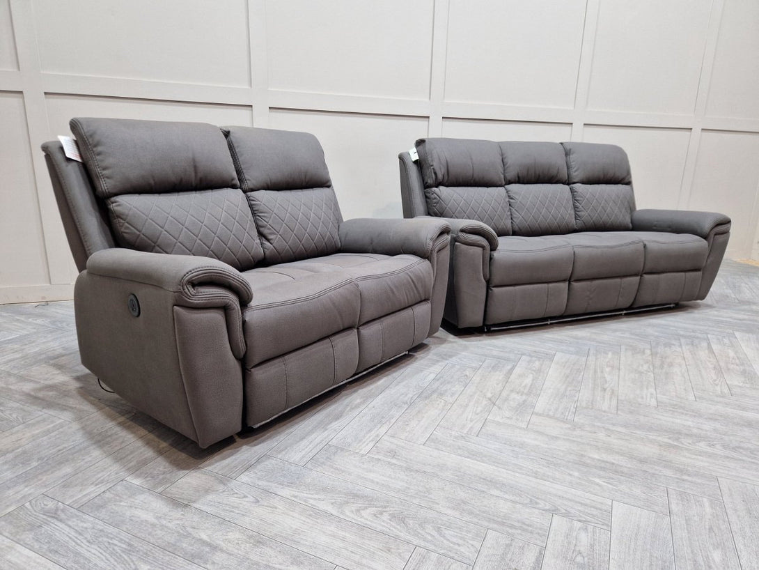 Ronan Power Reclining 3 + 2 Seater Sofas, Dark Grey