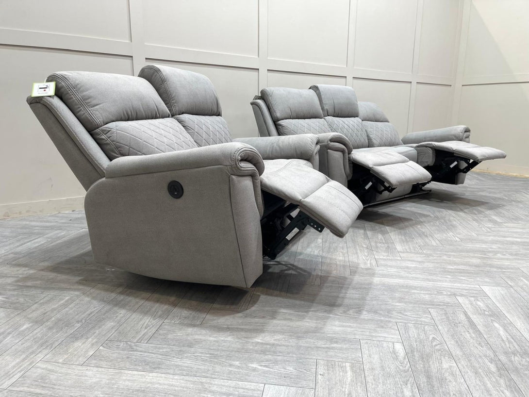 Ronan Power Reclining 3 + 2 Seater Sofas, Light Grey