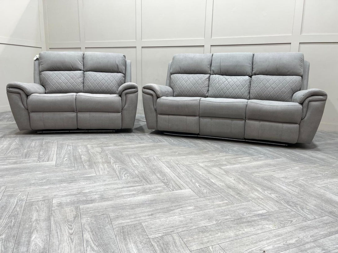 Ronan Power Reclining 3 + 2 Seater Sofas, Light Grey