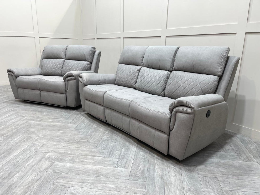 Ronan Power Reclining 3 + 2 Seater Sofas, Light Grey