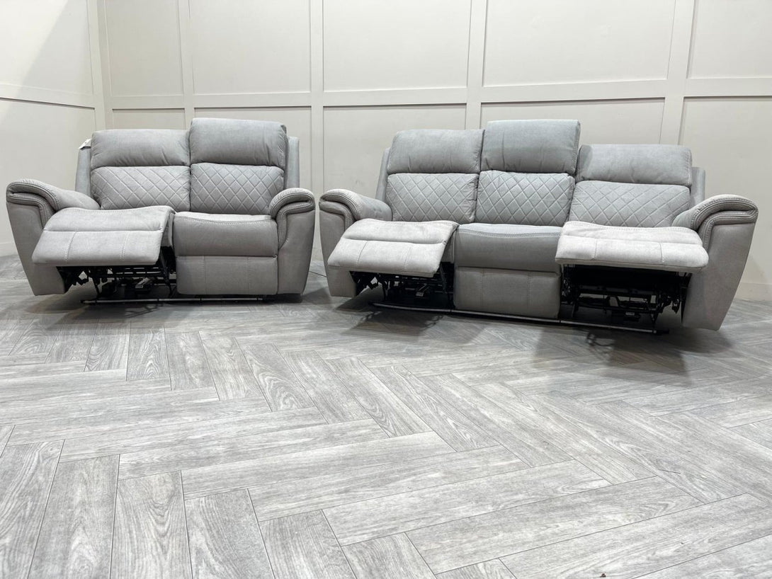 Ronan Power Reclining 3 + 2 Seater Sofas, Light Grey