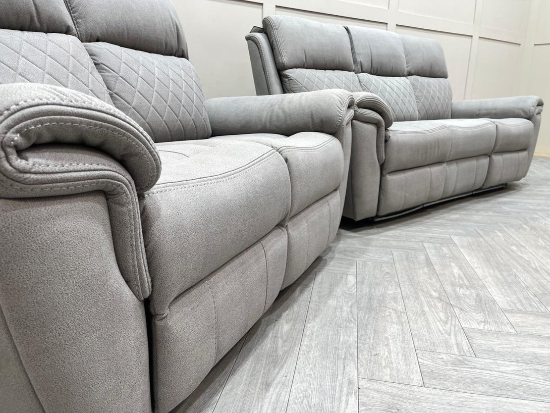 Ronan Power Reclining 3 + 2 Seater Sofas, Light Grey