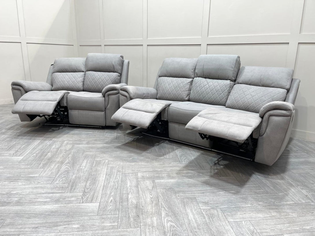 Ronan Power Reclining 3 + 2 Seater Sofas, Light Grey