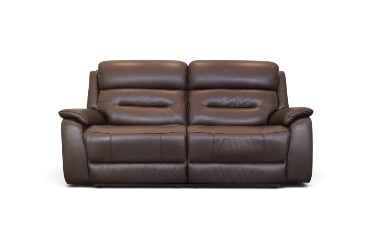 Rookby Leather 3 Seater Manual Reclining Sofa, Macadamia Cocoa