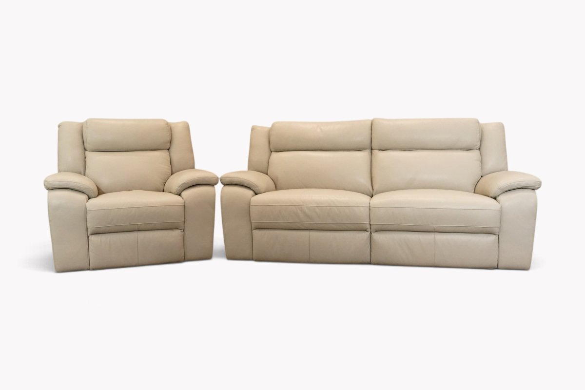 Sarsina 3+1 Power Recliner Sofa Set with Power Head Tilt, Macadamia Pearl Grey