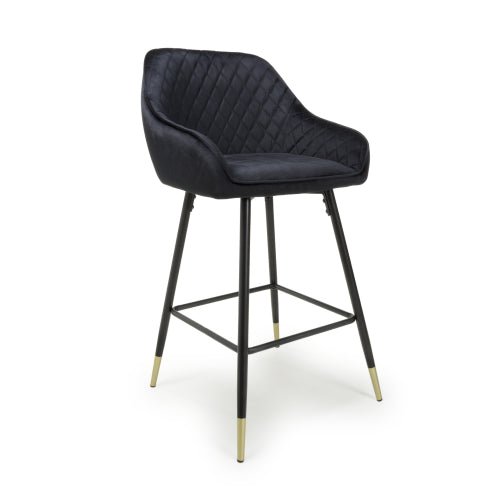 Savanna Bar Stool, Brushed Velvet Black (Set of 2)