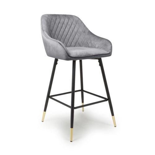 Savanna Bar Stool, Brushed Velvet Grey (Set of 2)