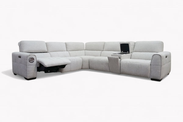 Serene Large Modular Fabric Recliner Corner Sofa with Telescopic Headrests
