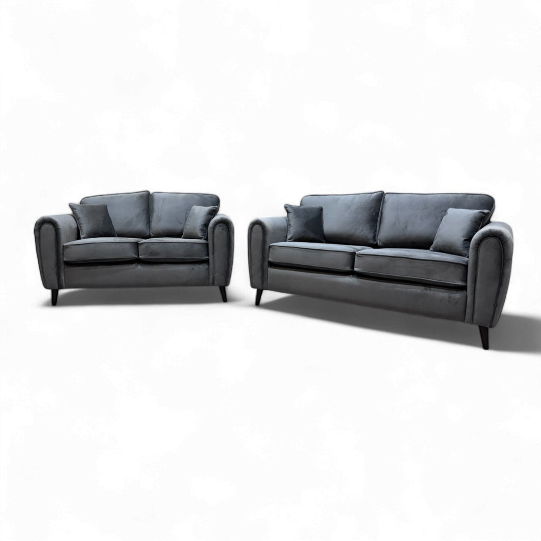 Seville 3 & 2 Seater Sofa Set, Plush Asphalt