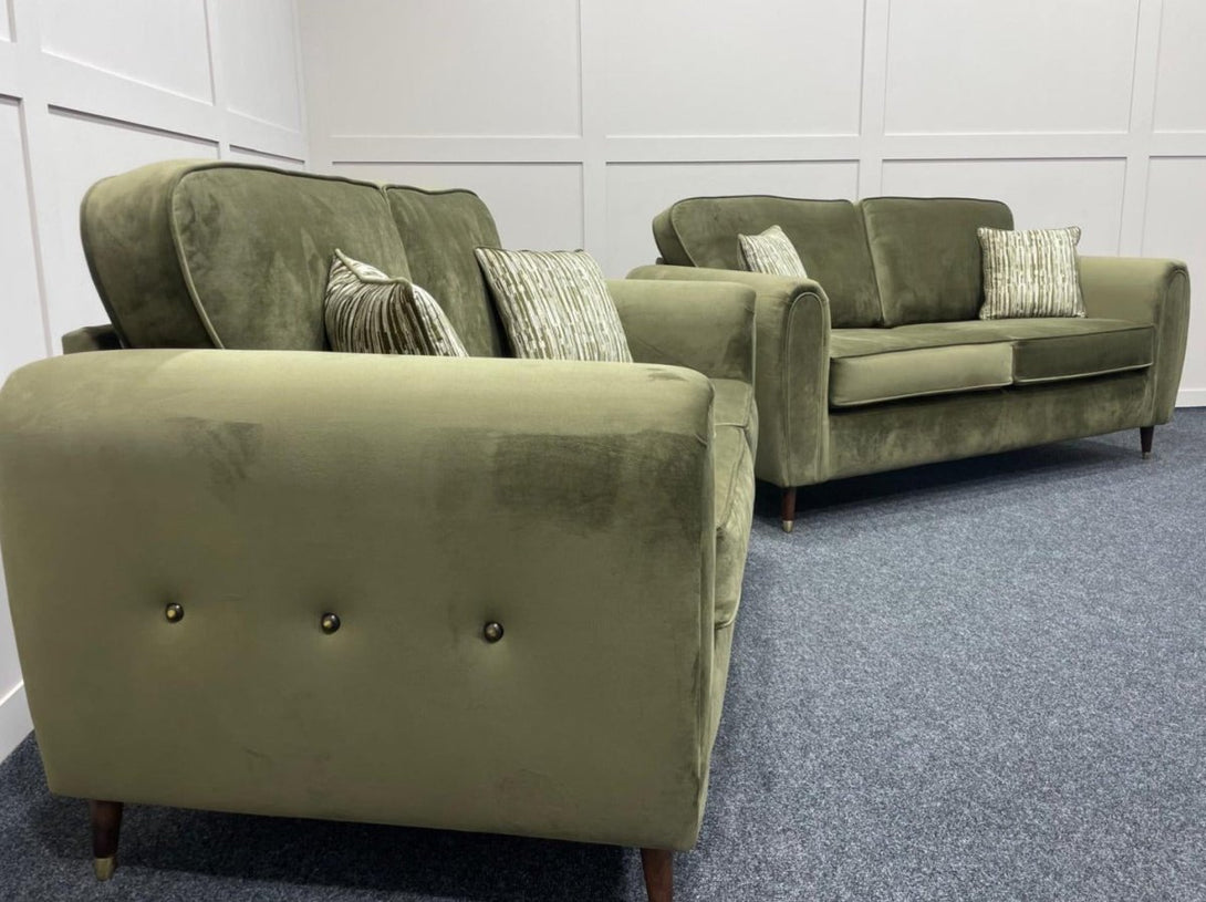 Seville 3 & 2 Seater Sofa Set, Plush Khaki