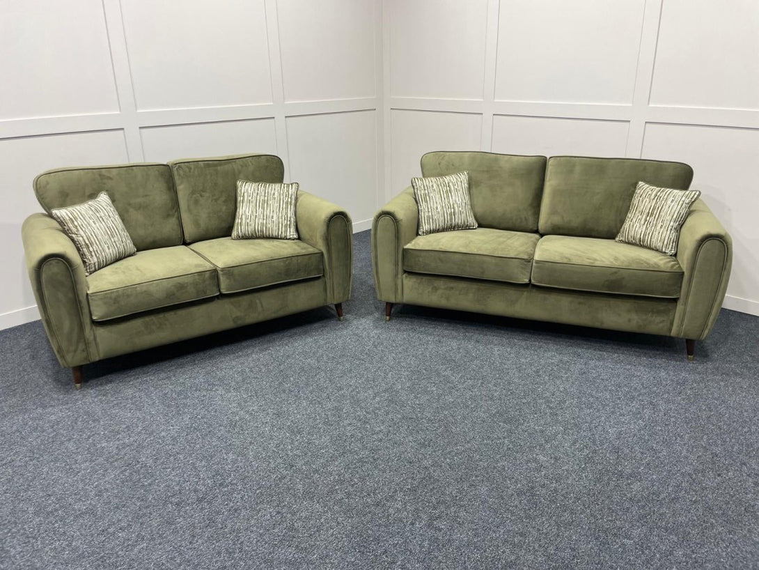 Seville 3 & 2 Seater Sofa Set, Plush Khaki