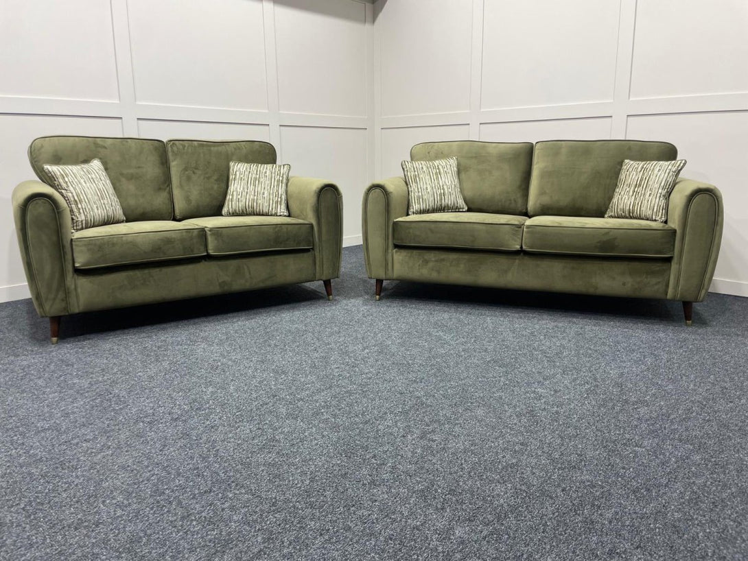 Seville 3 & 2 Seater Sofa Set, Plush Khaki