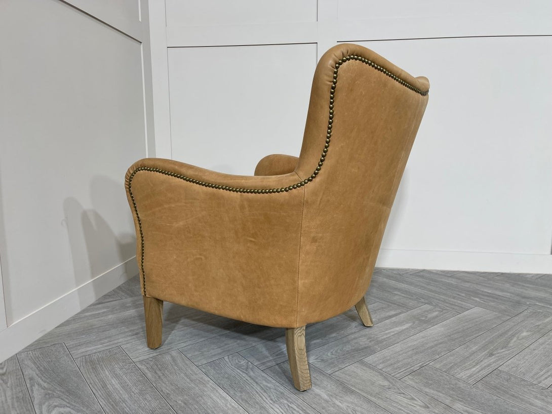 Sherlock Armchair, Hand Tipped Camel Leather