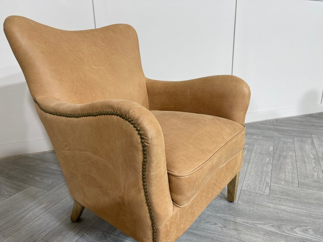 Sherlock Armchair, Hand Tipped Camel Leather