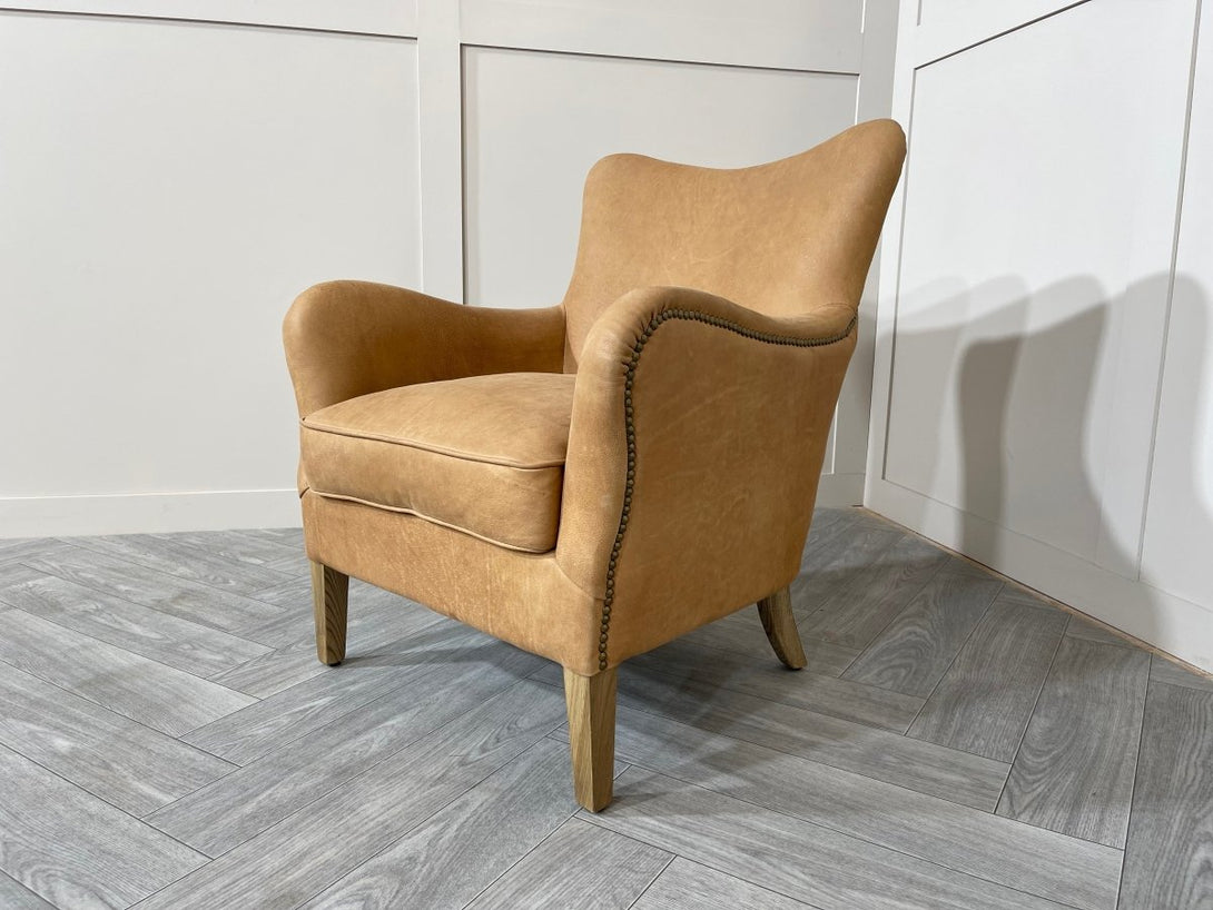 Sherlock Armchair, Hand Tipped Camel Leather