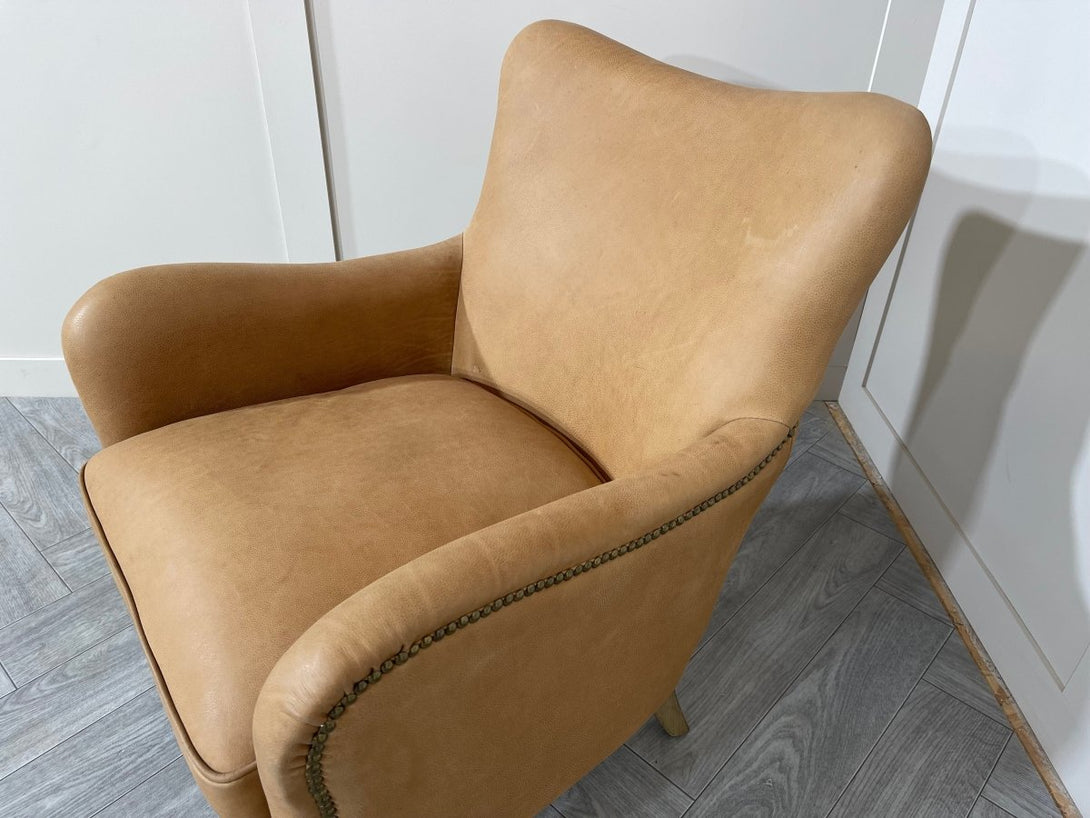 Sherlock Armchair, Hand Tipped Camel Leather