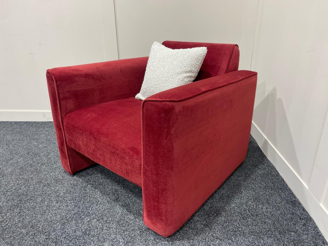 Siena Art Deco Armchair, Red Velvet