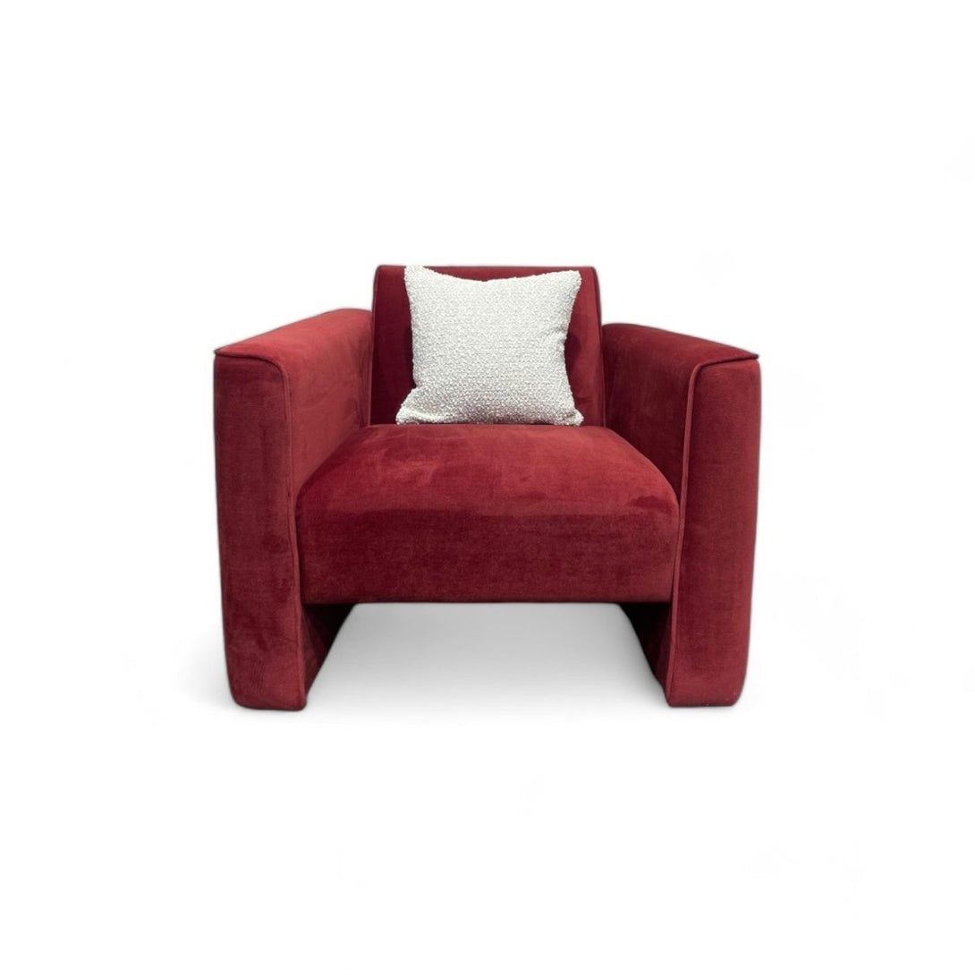 Siena Art Deco Armchair, Red Velvet