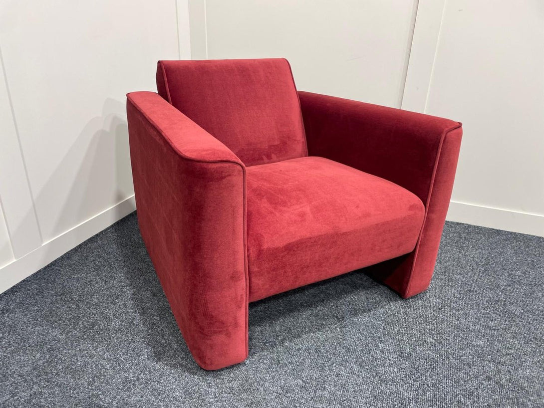 Siena Art Deco Armchair, Red Velvet