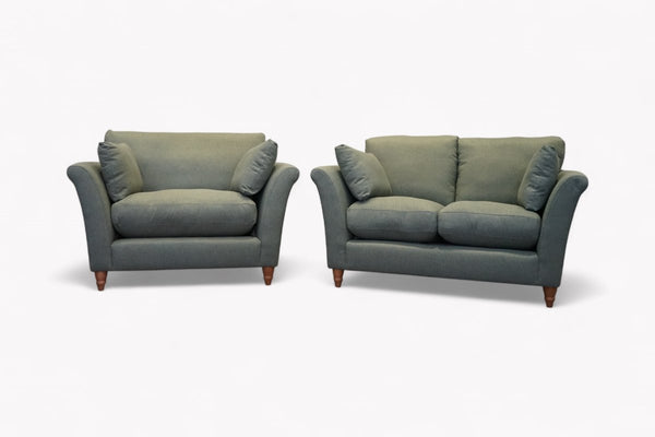 Sienna 2 Seater Sofa & Snuggle Chair, Brushed Tweed Green